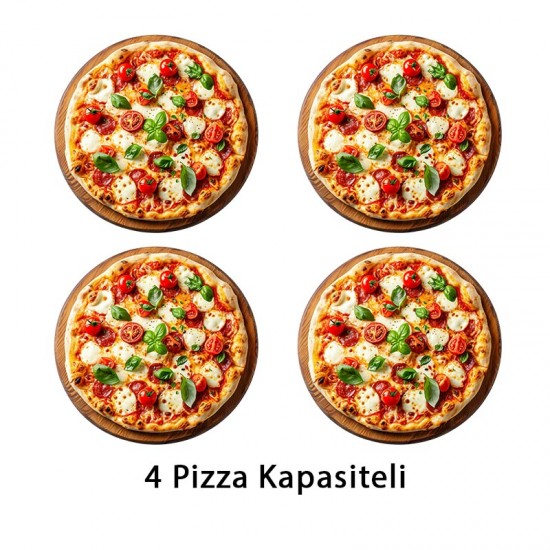 Atalay APF-40-2 20 cm x 4 Pizza Kapasiteli Çift Katlı Pizza Fırını, Elektrikli